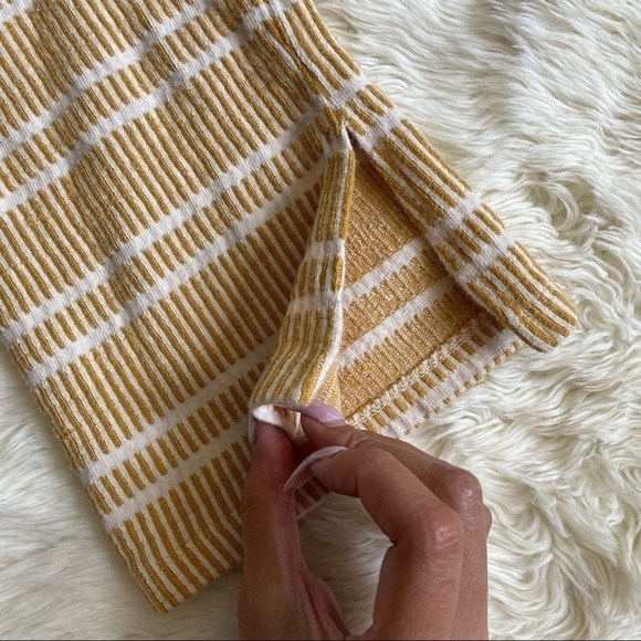 Anthropologie Postmark Blouse Flare Sleeve Textured Stripe Yellow & White M - Picture 7 of 14